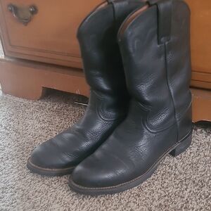 Justin Boots Black Leather Western Boots